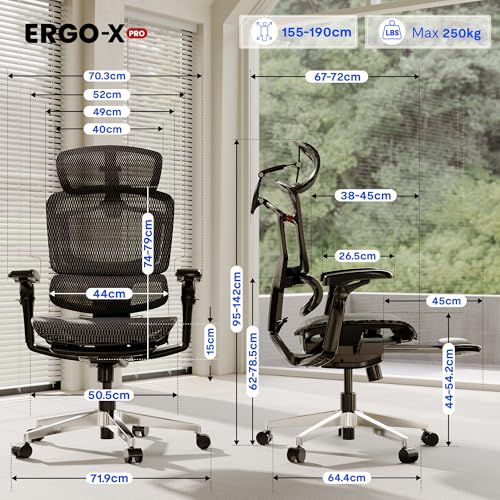 FLEXISPOT Bürostuhl · Schwarz · Mesh mit Fußstütze