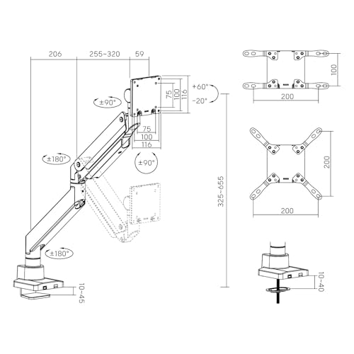 HALTERUNGSPROFI Monitorhalterung · Mattschwarz · 1 Monitor