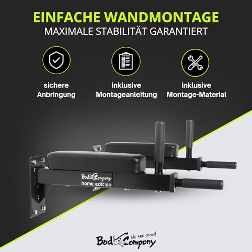 Bad Company Dip-Station zur Wandmontage I Dips-Barren zur Anbringung an der Wand für das Homegym I Parallettes I BCA-46