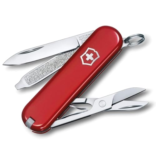 Victorinox Schweizer Taschenmesser, Klein, Classic SD, Multitool, Swiss Army Knife, Geschenk, 7 Funktionen, Klinge, Nagelfeile