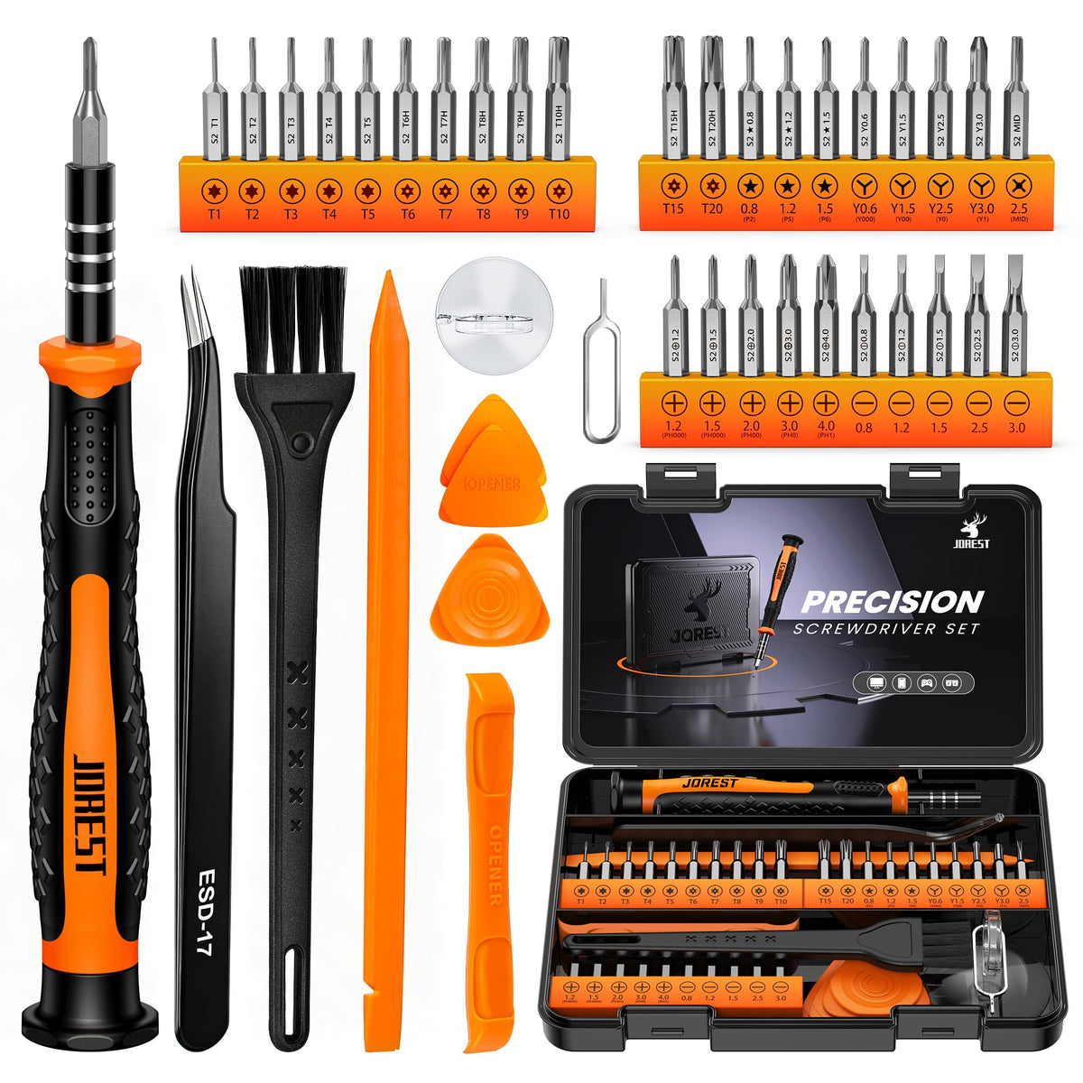 JOREST 40Pcs Feinmechaniker Schraubendreher Set, Mini Werkzeug Set mit Torx T5 T6 T8 T9 T10 T20, usw, Reparatur Kit für iphone, ipad, Switch, PS4, Xbox, Laptop, Macbook, Computer, Brille, Uhren, usw