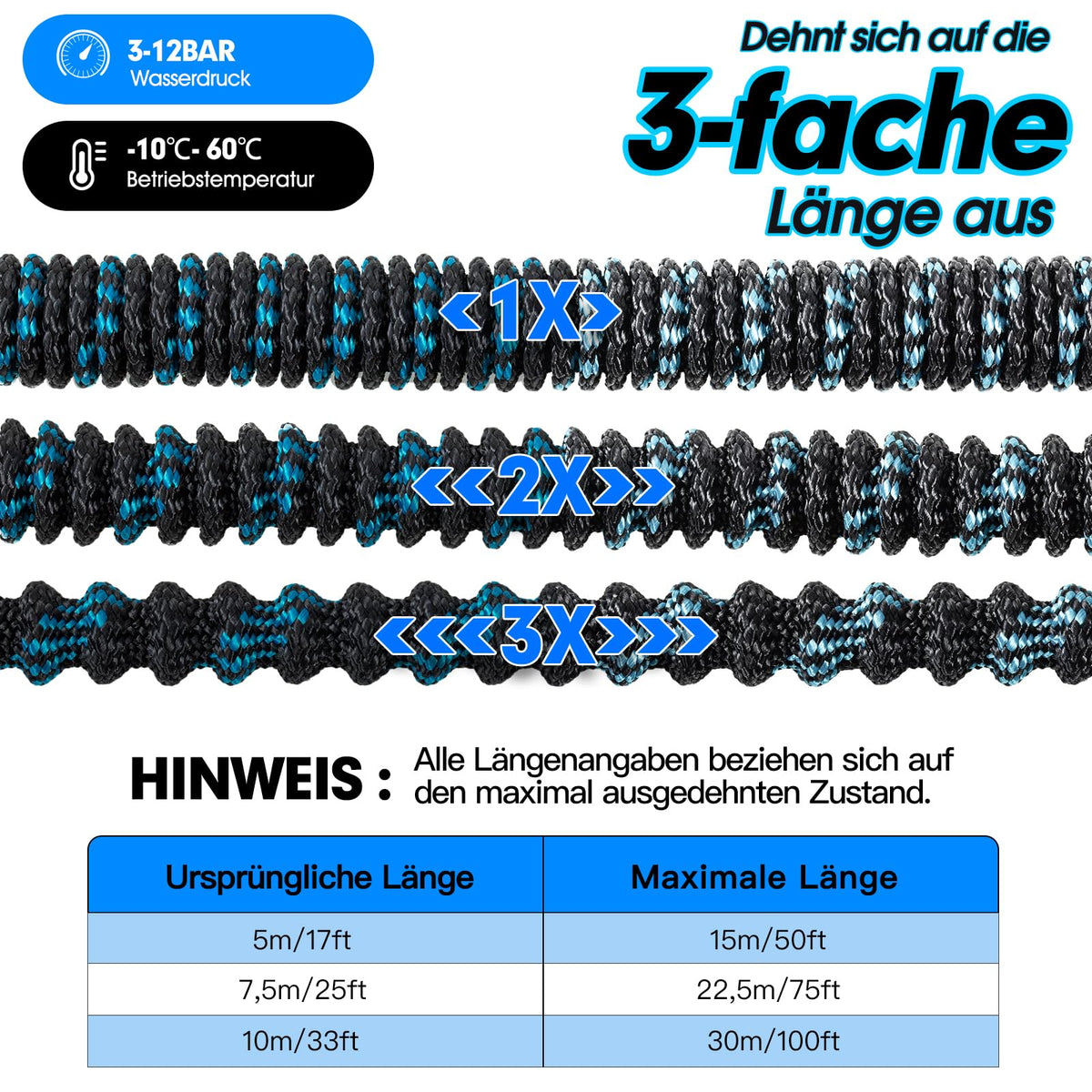 Gartenschlauch 15m Flexibel Wasserschlauch mit 10-Funktionen-Düse