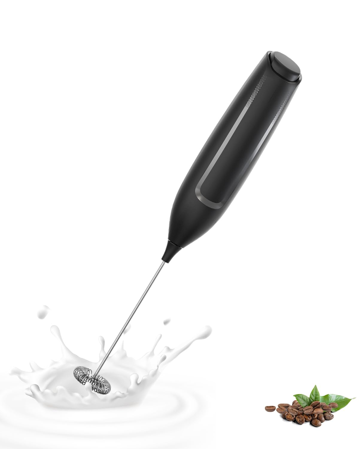 Milchaufschäumer Stab/Milchschäumer Elektrisch tragbarer mit Hoher Leistung Getränkemixer Kaffeebesen batteriebetriebener für Latte, Matcha-Tee, Cappuccino, Schwarz