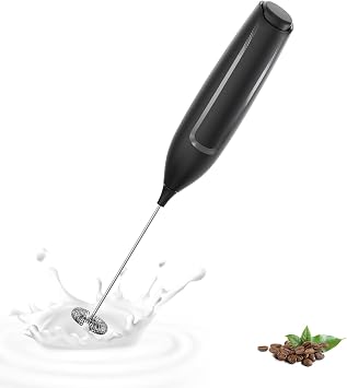Milchaufschäumer Stab/Milchschäumer Elektrisch tragbarer mit Hoher Leistung Getränkemixer Kaffeebesen batteriebetriebener für Latte, Matcha-Tee, Cappuccino, Schwarz