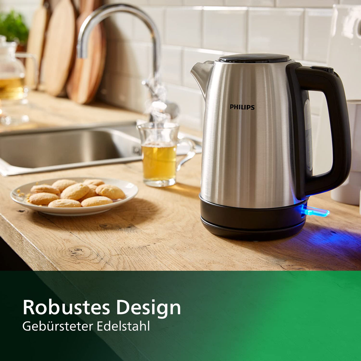 Philips Wasserkocher Daily Collection, Edelstahl, 1,7 L