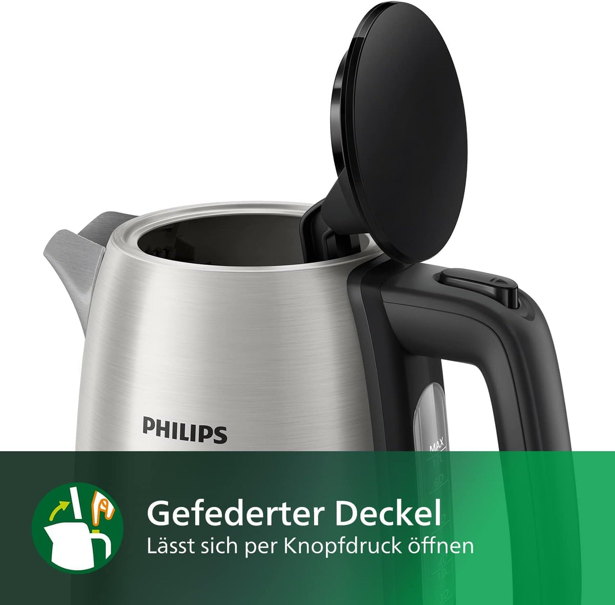 Philips Wasserkocher Daily Collection, Edelstahl, 1,7 L