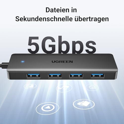 UGREEN 4-Port USB 3.0 Hub USB Verteiler Multiport Adapter 5Gbps (15cm)