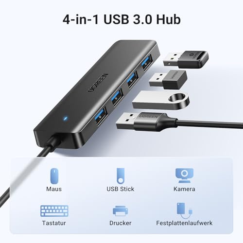 UGREEN 4-Port USB 3.0 Hub USB Verteiler Multiport Adapter 5Gbps (15cm)