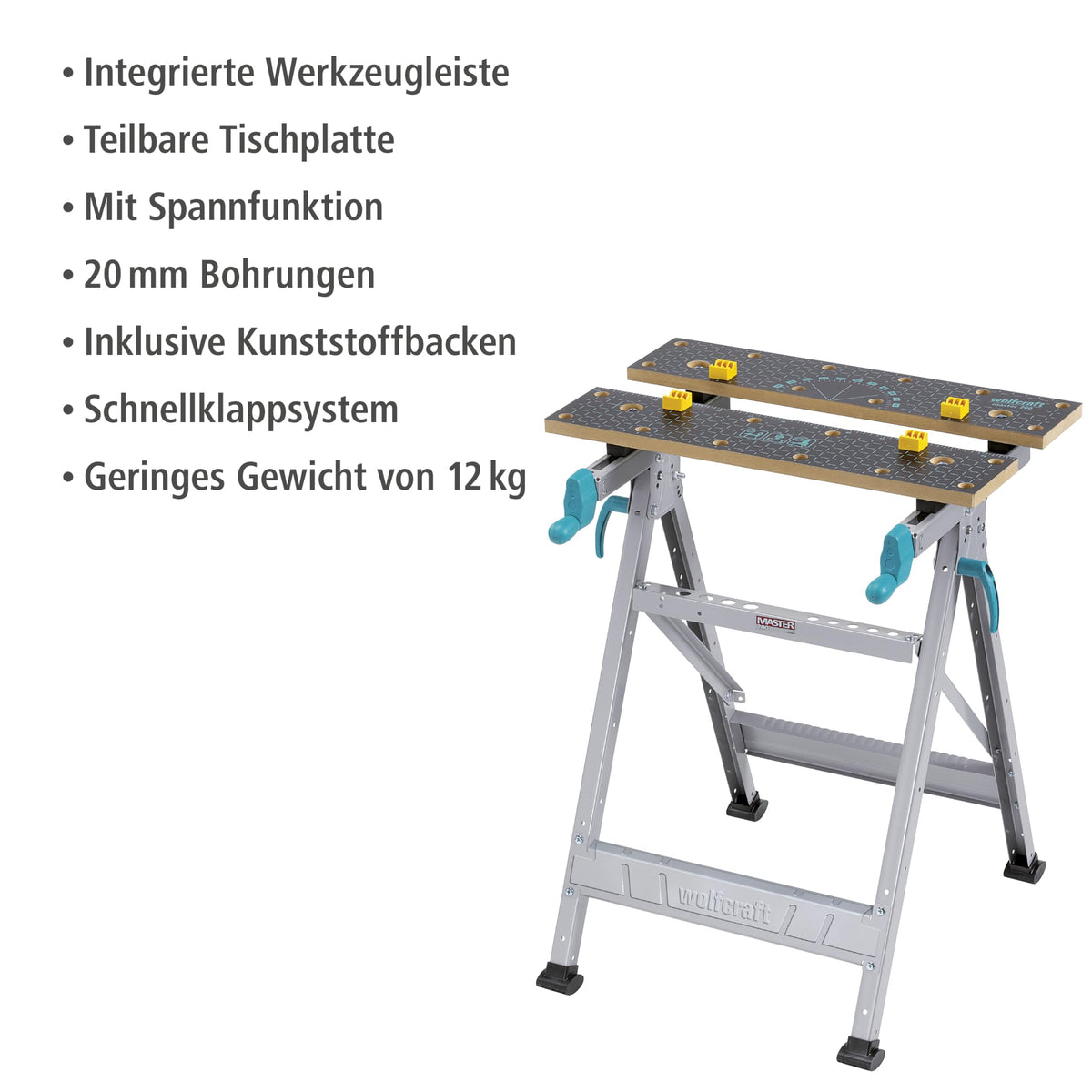 wolfcraft Master 200 Spann- & Werktisch - Klappbarer Spanntisch 180 kg