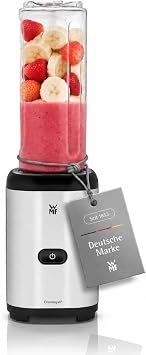 WMF Kult X Mix & Go Mini Smoothie Maker, Standmixer, Blender elektrisch, Shake Mixer 300 Watt Leistung, Tritan-Kunststoff Flasche 600ml, auslaufsicherer Schraubdeckel, rutschfeste Füße, Silber/Schwarz