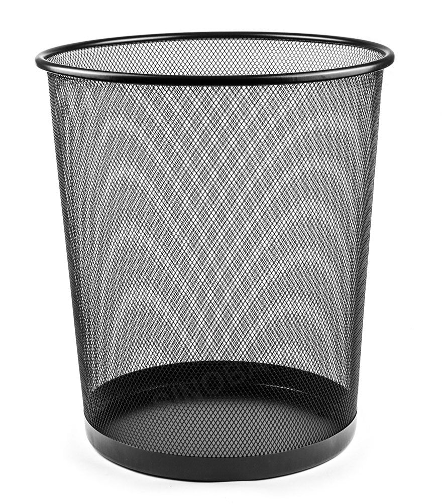 Papierkorb Mülleimer Abfalleimer rund 18L Mesh Metall 34cm | Schwarz