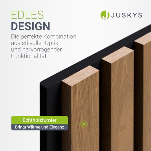 Juskys Akustikpaneele 4er Set 120x60 cm Eiche Natur Dunkel, Wandpaneele