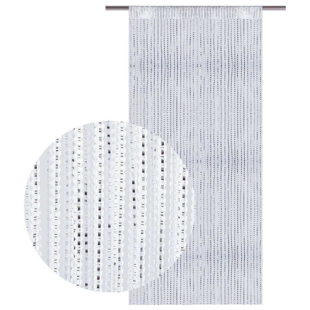 Bestlivings Fadenvorhang mit Stangendurchzug, Gardine in Lurex-Optik, Dekoartikel in vielen Farben und Größen (weiß - perlweiß / 140x250 cm)