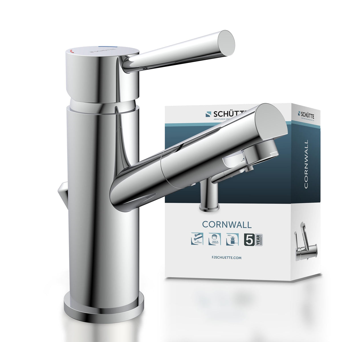 SCHÜTTE Waschtischarmatur Cornwall, Chrom, Badarmatur, Hochdruck