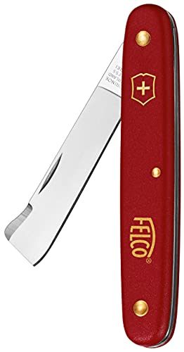 FELCO 3.90 20 Okulier- / Schneidmesser (Rosenokuliermesser 10 cm, Messer für Rechtshänder, Multifunktionsmesser, mit Rindenheber, Klinge Edelstahl)