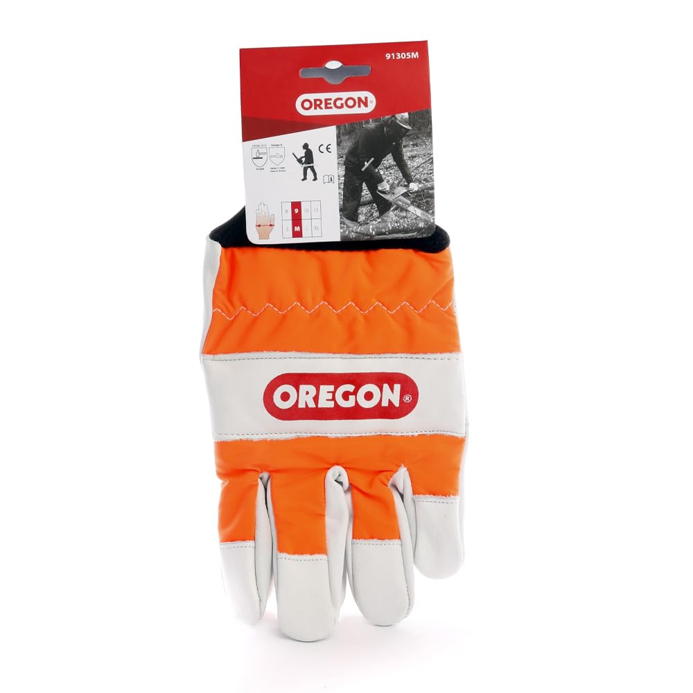Oregon Kettensägen-Schutzhandschuhe aus Leder mit Linkshandschutz, Größe 9