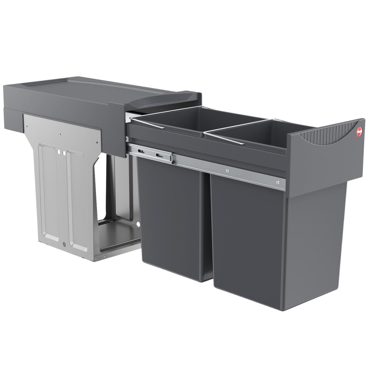 Hailo AS Tandem 15/15 dunkelgrau - 3666101 Einbau Abfallsammler