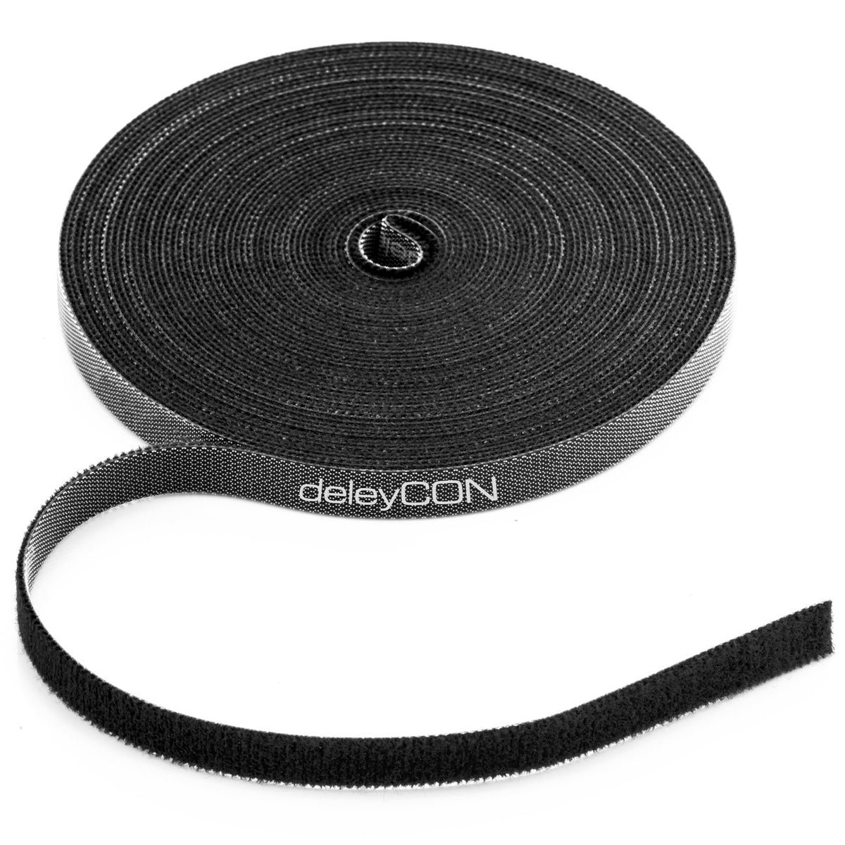 deleyCON 10m Klett Kabelbinder Klettbandrolle 10mm zuschneidbar - Schwarz