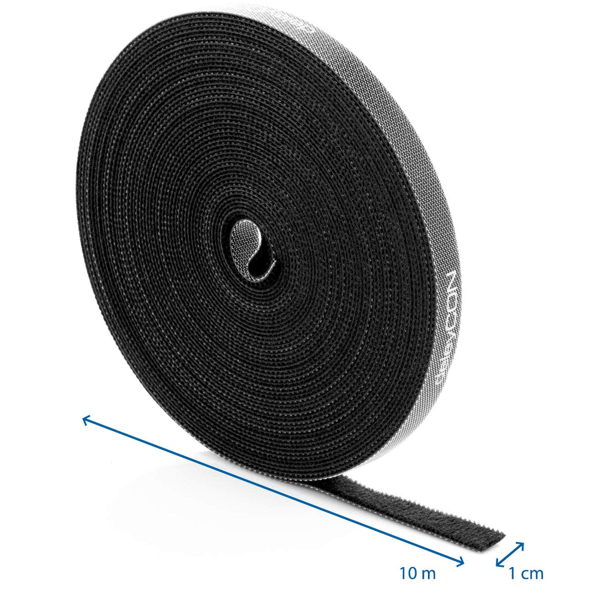 deleyCON 10m Klett Kabelbinder Klettbandrolle 10mm zuschneidbar - Schwarz