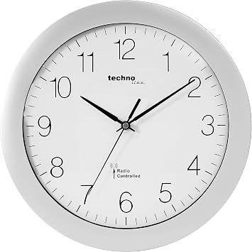 Technoline WT 8000 Funkwanduhr 30 cm – DCF Funkuhr mit automatischer Zeiteinstellung | geräuscharm | modernes Design | batteriebetrieben | Wanduhr für Wohnzimmer | Büro & Küche | Titan