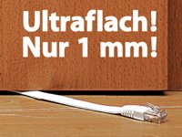 LAN Kabel: Netzwerk-Kabel Cat5e flach, weiß, 10m (Netzwerkkabel flach, LAN Kabel Fensterdurchführung, durch Fenster verlegen)