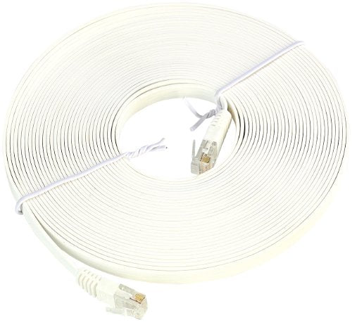 LAN Kabel: Netzwerk-Kabel Cat5e flach, weiß, 10m (Netzwerkkabel flach, LAN Kabel Fensterdurchführung, durch Fenster verlegen)