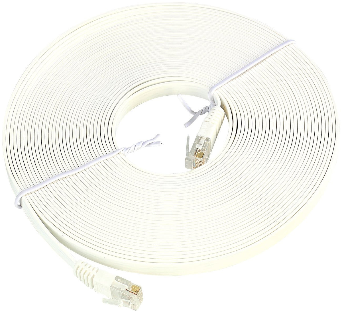 LAN Kabel: Netzwerk-Kabel Cat5e flach, weiß, 10m (Netzwerkkabel flach, LAN Kabel Fensterdurchführung, durch Fenster verlegen)