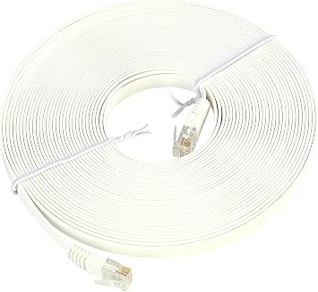 LAN Kabel: Netzwerk-Kabel Cat5e flach, weiß, 10m (Netzwerkkabel flach, LAN Kabel Fensterdurchführung, durch Fenster verlegen)