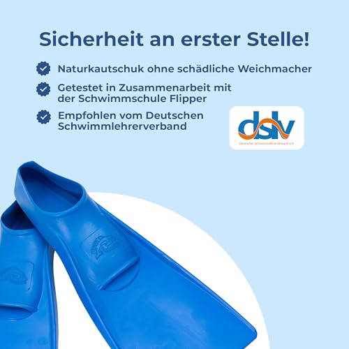 Flipper SwimSafe 1151 - Schwimmflossen für Kinder, in der Farbe Blau, Größe 34 – 35, aus Naturkautschuk, als Schwimmhilfe für unbeschwerten Schwimm- und Badespaß