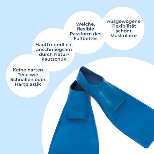 Flipper SwimSafe 1151 - Schwimmflossen für Kinder, in der Farbe Blau, Größe 34 – 35, aus Naturkautschuk, als Schwimmhilfe für unbeschwerten Schwimm- und Badespaß