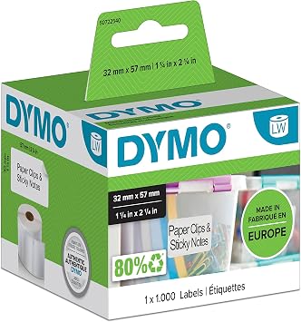 DYMO Original LabelWriter Mehrzwecketiketten | 57 mm x 32 mm | Rolle mit 1.000 leicht ablösbaren Etiketten | selbstklebend | für LabelWriter Etikettendrucker und Beschriftungsgerät