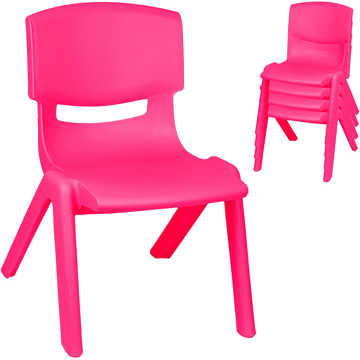 alles-meine.de GmbH 4 Stück - Kinderstühle/Stühle Farbe wählbar pink/kräftiges rosa - Plastik - bis 100 kg belastbar/kippsicher - für INNEN & AUßEN - 0-99 Jahre - sta..