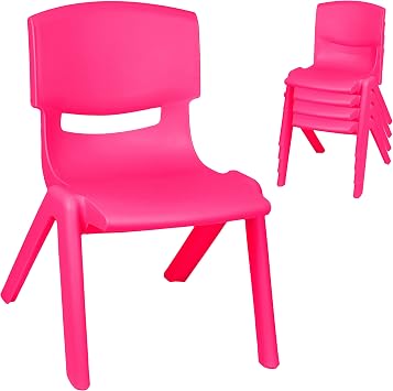 alles-meine.de GmbH 4 Stück - Kinderstühle/Stühle Farbe wählbar pink/kräftiges rosa - Plastik - bis 100 kg belastbar/kippsicher - für INNEN & AUßEN - 0-99 Jahre - sta..