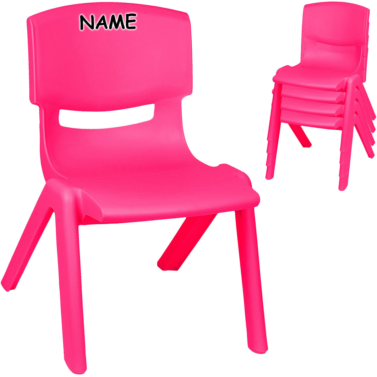 alles-meine.de GmbH 4 Stück - Kinderstühle/Stühle Farbe wählbar pink/kräftiges rosa - Plastik - bis 100 kg belastbar/kippsicher - für INNEN & AUßEN - 0-99 Jahre - sta..