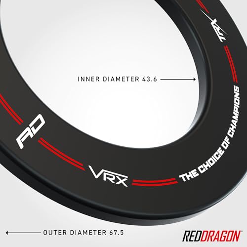 RED DRAGON Marken-Dartscheiben-Umrandungsring – Rückwand aus hochdichtem Schaumstoff, universell passend für Standard-Borstendartscheiben, 360°-Abdeckung, werkzeuglose Montage