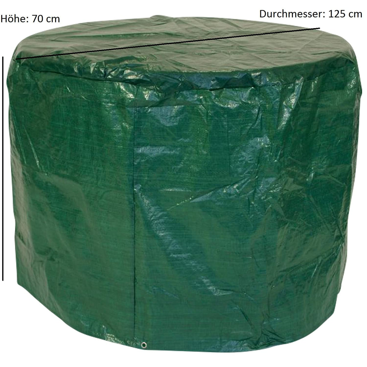 DEGAMO Schutzhülle für Gartentische und kleine Garnituren bis 125cm Durchmesser, Material: PE dunkelgrün