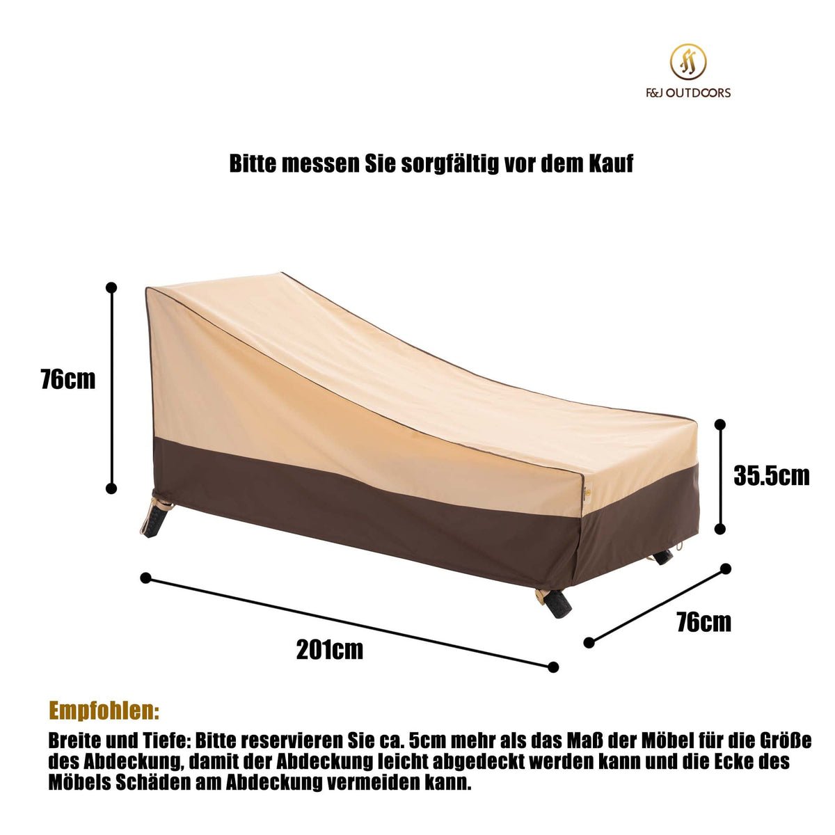 F&J Outdoors Sonnenliege Schutzhülle Abdeckung 201x76x35.5/76cm 2 Stück