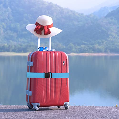 Koffergurt Set, gepäckband, kofferbänder, koffergurte Personalisierte Identifikation Verstellbare Rutschfestes Reisezube (Blau, 2 Stück Set)