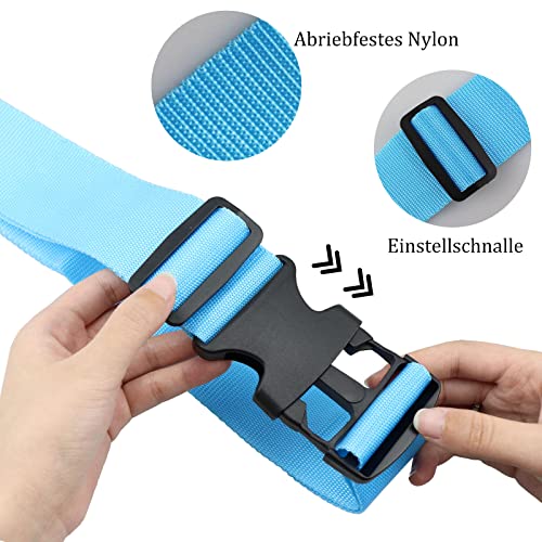 Koffergurt Set, gepäckband, kofferbänder, koffergurte Personalisierte Identifikation Verstellbare Rutschfestes Reisezube (Blau, 2 Stück Set)