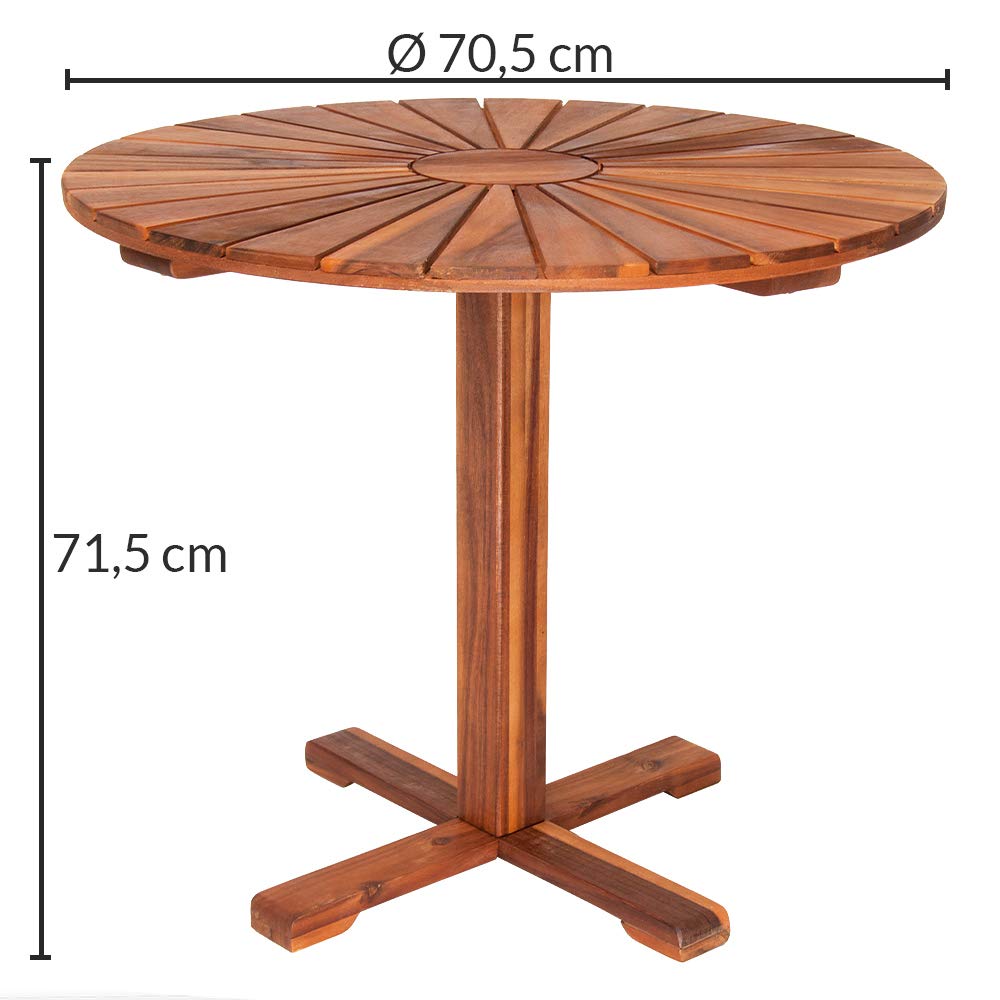 Casaria® Balkontisch Wetterfest Rund 70,5cm