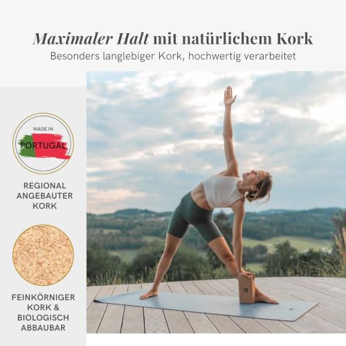 Lotuscrafts® Yoga Block Kork 2er Set oder Einzeln, Korkblock in 2 Größen, Made in Portugal, 100% Natürliche Yogablöcke aus Kork, Yoga Zubehör für Anfänger & Fortgeschrittene