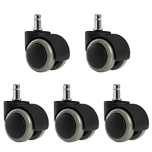 LIHAO 5X Hartbodenrollen Drehstuhlrollen 10mm / 50mm Bürostuhlrollen Rollenset für Bürostuhl,Grau