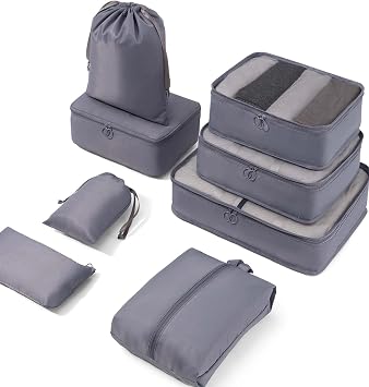 Meowoo 8-teiliges Kofferorganizer-Set mit Packwürfeln und Schuhbeutel