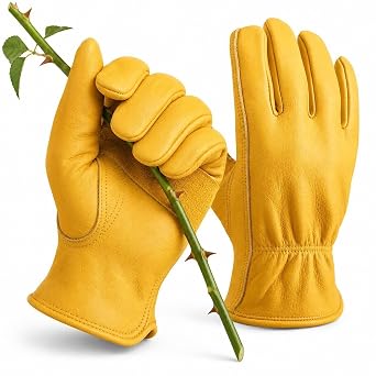OZERO Gartenhandschuhe Dornenfest Herren Damen, Arbeitshandschuhe Leder