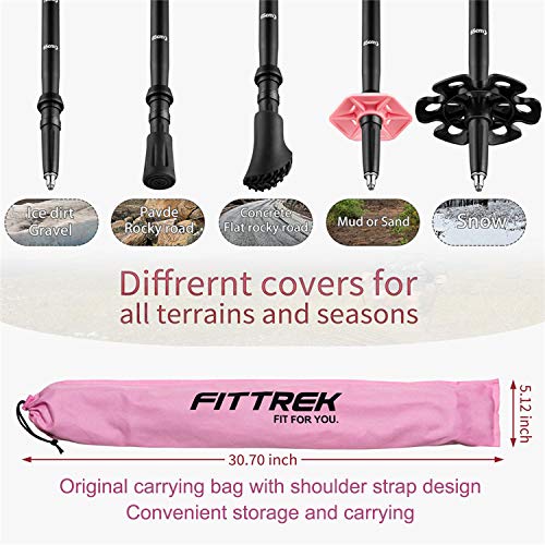FitTrek Wanderstöcke Kinder - Trekkingstöcke - Walking Stöcke Teleskop - Nordic Walking Stock Verstellbar Leicht mit Gummipuffer, Pads und Tasche