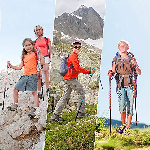 FitTrek Wanderstöcke Kinder - Trekkingstöcke - Walking Stöcke Teleskop - Nordic Walking Stock Verstellbar Leicht mit Gummipuffer, Pads und Tasche