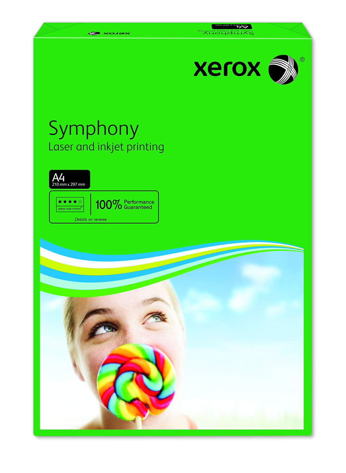 Xerox 003R93951 farbiges Druckerpapier Kopierpapier Symphony intensiv Din A4, 80 g/m², 500 Blatt pro Pack, dunkelgrün