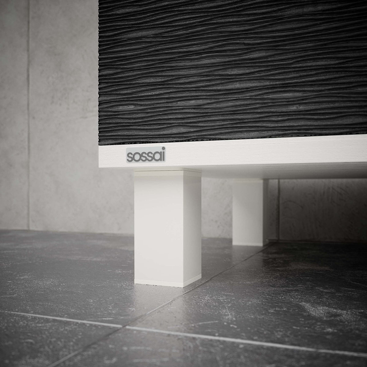 Sossai Möbel-Füße MFV1, 4er Set, weiß, 100 mm Höhe, Vierkantprofil 40 x 40 mm, höhenverstellbar, für Sideboards und Kommoden