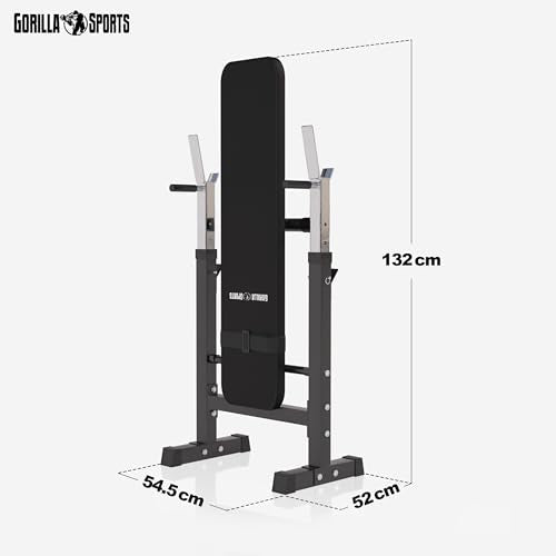 GORILLA SPORTS® Hantelbank mit Ablage, klappbar, verstellbar, bis 200 kg