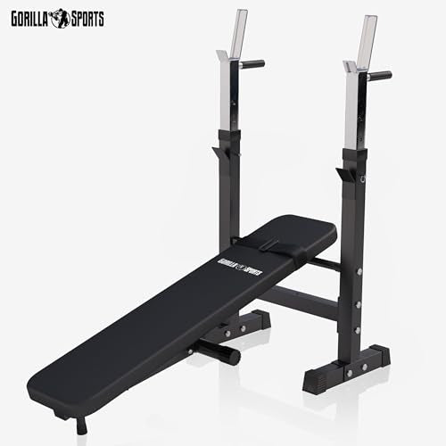 GORILLA SPORTS® Hantelbank mit Ablage, klappbar, verstellbar, bis 200 kg